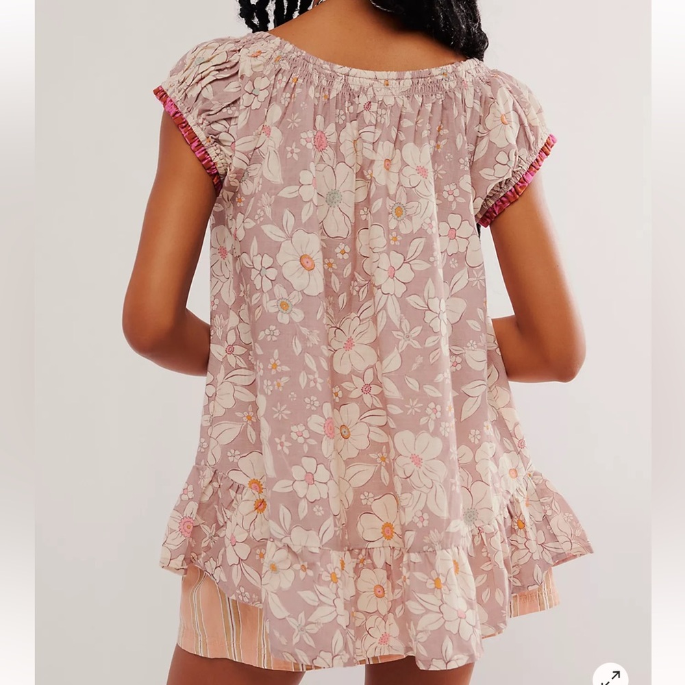FREE PEOPLE FRANKIE FLORAL SHORT SLEEVE TUNIC S M - Picture 5 of 8